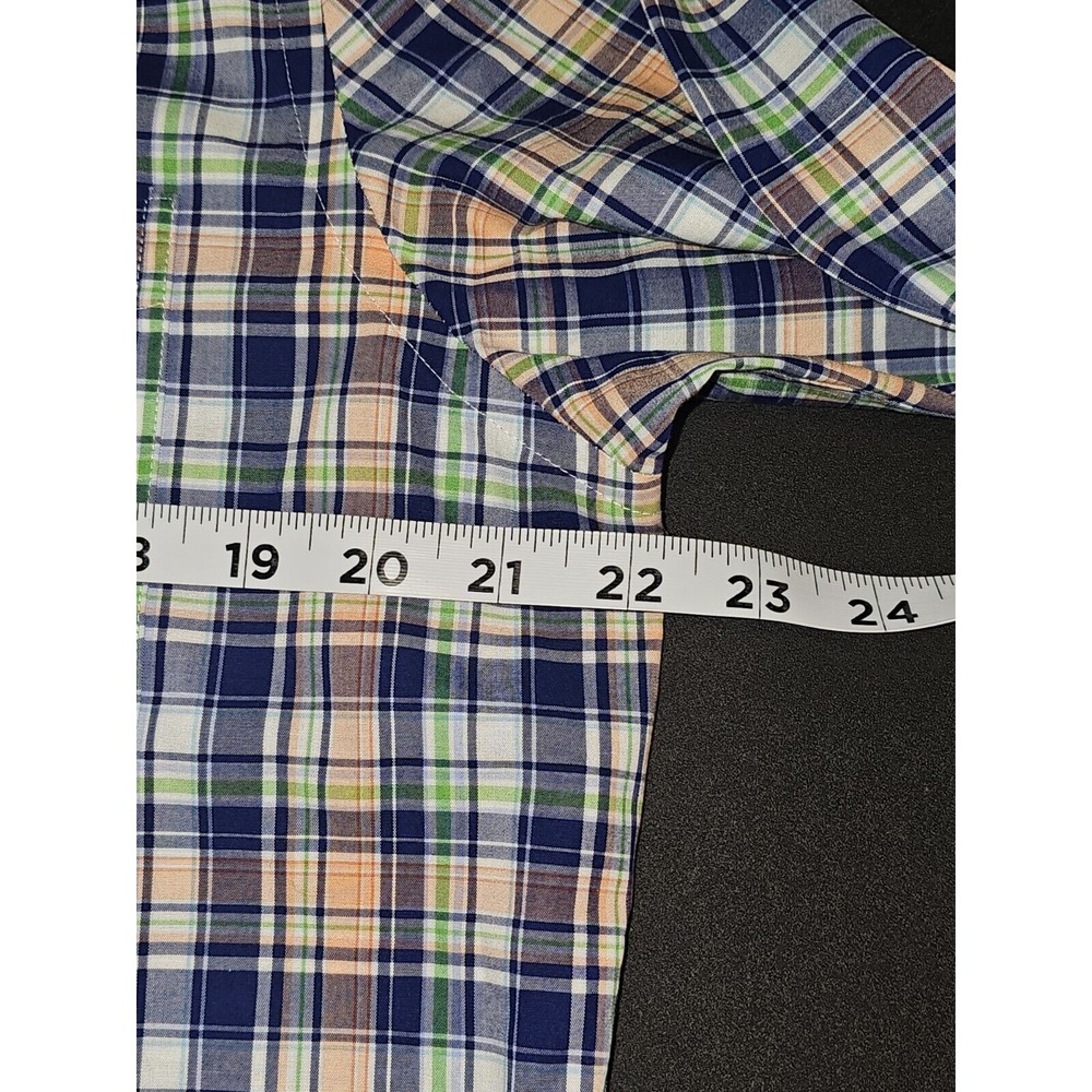 Ralph Lauren Shirt Med Plaid Blue Green Orange Stretch Button Up Long Sleeve Men - Picture 4 of 7